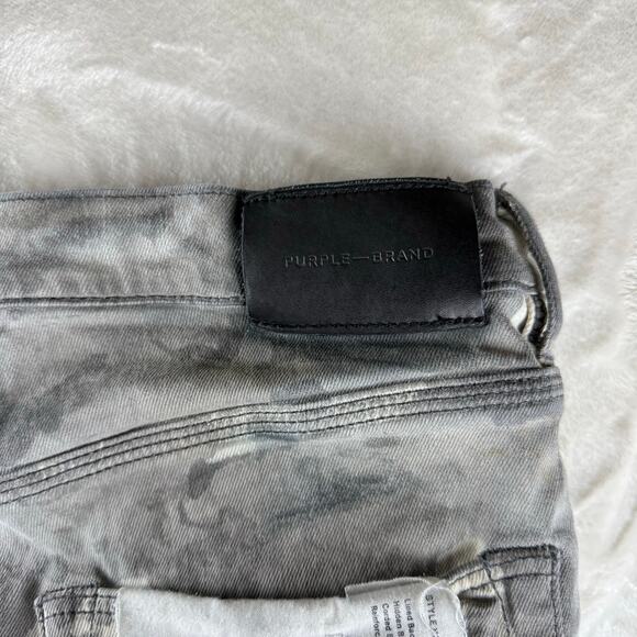 Purple Brand Slim Fit Jeans Men’s 36 Low Rise Button Fly P001 Gray Distressed - Picture 7 of 13